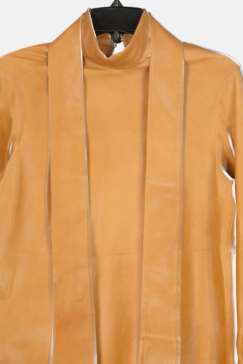 GANT بلوزة نسائية بكم طويل بياقة مرتفعة من غانت × رانجلر، بني - Image 4